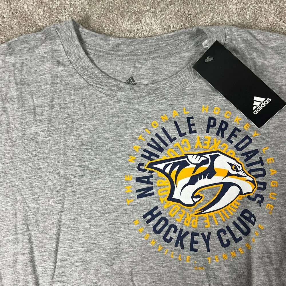 Adidas‎ Mens M Heather Gray Nashville Predators NHL Hockey SS Amplifier Tee NWT